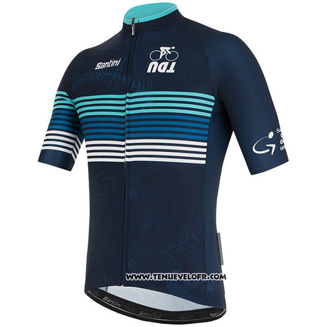 2019 Maillot Ciclismo Tour Down Under Bleu Manches Courtes et Cuissard